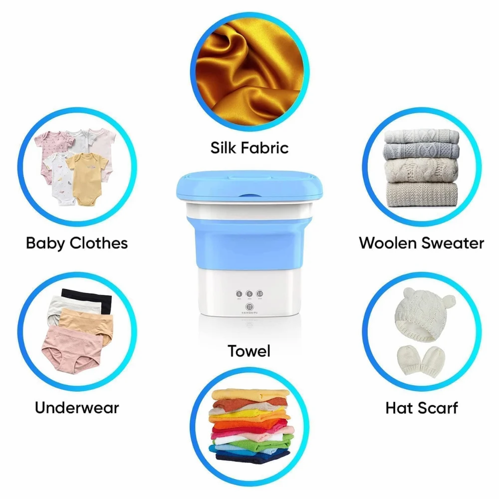 Automatic Folding Mini Washing Machine with Dryer | Compact & Portable | 3kg Capacity | Travel & Home Use